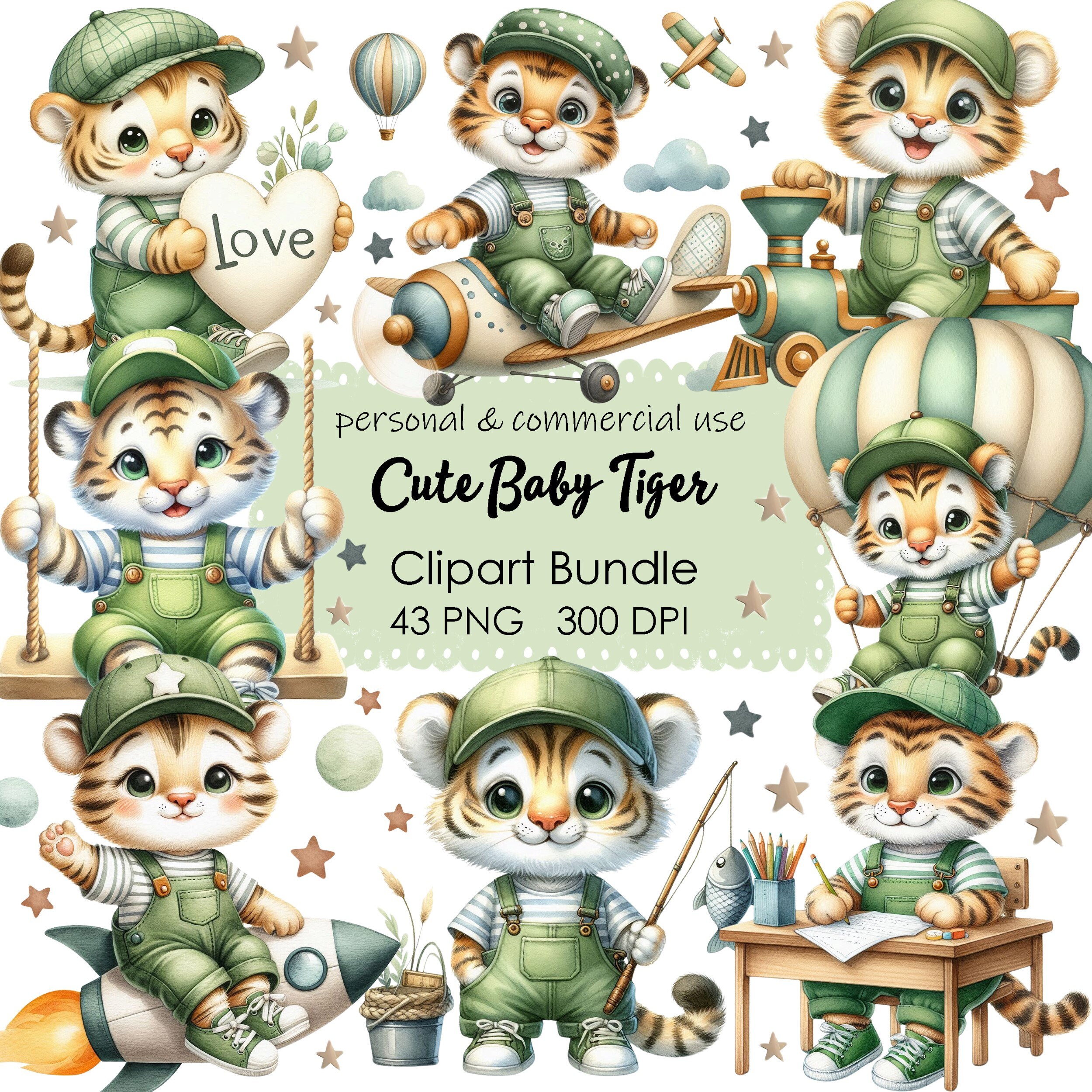 Söt tiger Clipart, djur Clipart, tiger 43 PNG, barn Clipart, barnkammar Clipart, födelsedag Clipart, digital nedladdning