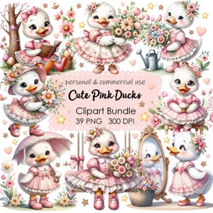 Adorabile set di graziose anatre rosa per la decorazione della cameretta dei bambini - Uso commerciale