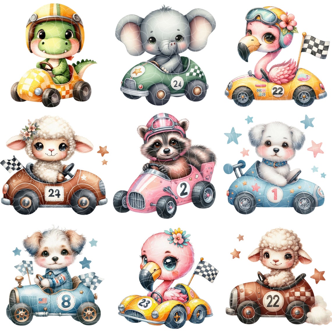 Editable Animals Racing Animal Racer Clipart Bundle, Racing Clip Art, Cute Baby Animals, Race ...