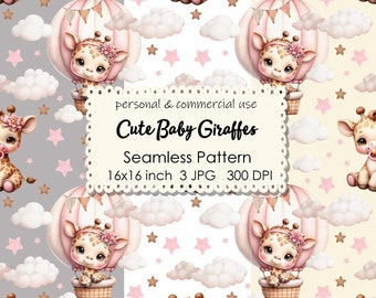 Baby Giraffe | Seamless Patterns | Instant Download | Digital Printable Paper | Repeating Pattern | Print on Fabric