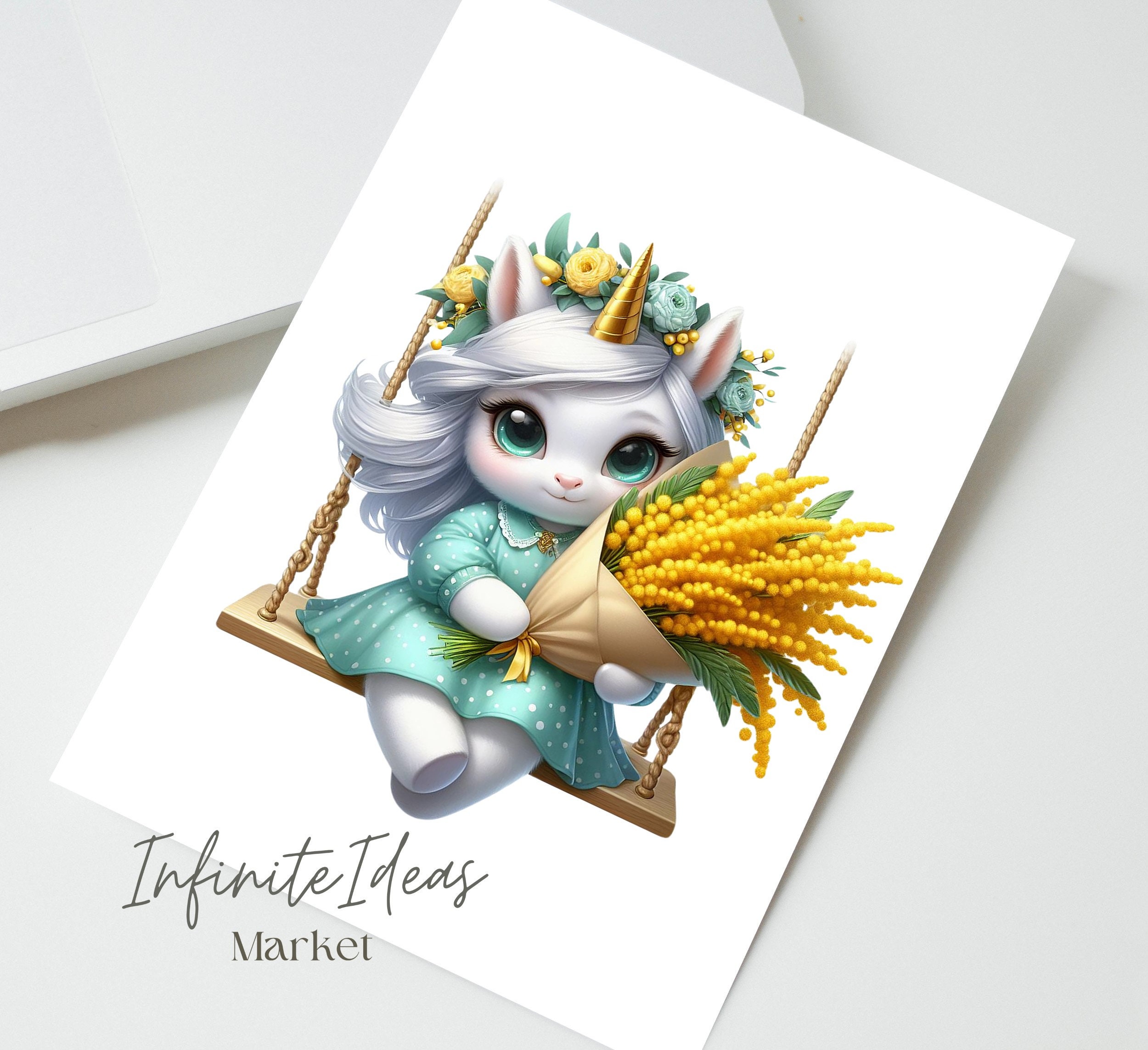 Magical Unicorn Flowers Clipart Bundle: 43 PNG Files (instant Download ...