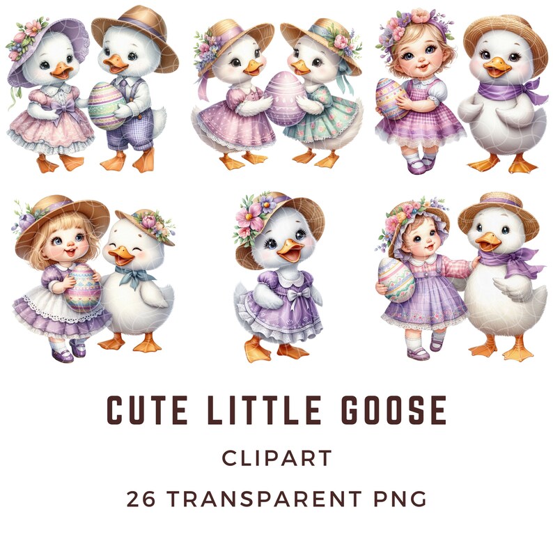 Watercolor Goose Clipart – Vintage Easter Girl, Transparent PNG ...