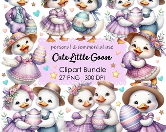 Watercolor Duckling Easter Clipart Set (Digital Download)