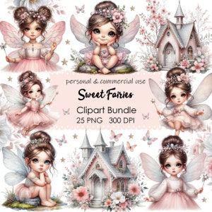 Sweet Fairies Clipart, Fairy PNG, Garden Fairies, Fairy Clipart Bundle, Fairy, PNG File, Printables, Digital Download