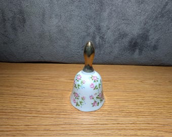 Napcoware Porcelain Hand Bell, Silver 25th Anniversary, Japan, Vintage 1970s Era