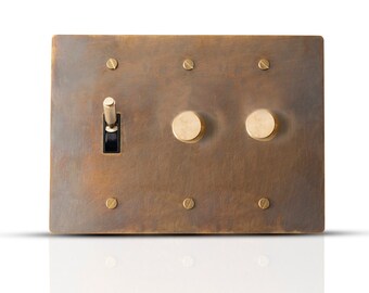 Antique Brass Switch Plates - Rotary dimmer, toggle, outlet combinations