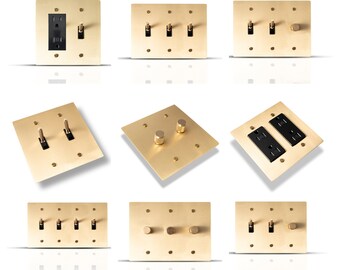Toggle Light Switch, Dimmer, Outlet - Gold Brass Wall Plates