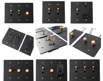Light switch, Dimmer, Outlet - Solid Brass Black Wall Plates
