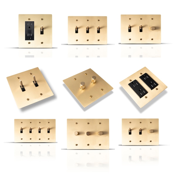 Toggle Light Switch, Dimmer, Outlet - Gold Brass Wall Plates