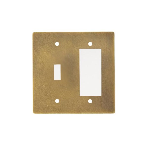 Aged Brass Switch Plate Cover - Combination 1 Decora/GFCI/Rocker and 1 Toggle, Elegant Light Switch Decor