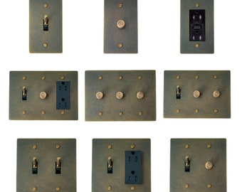 Toggle Light Switch, Dimmer, Outlet - Antique Brass Wall Plates