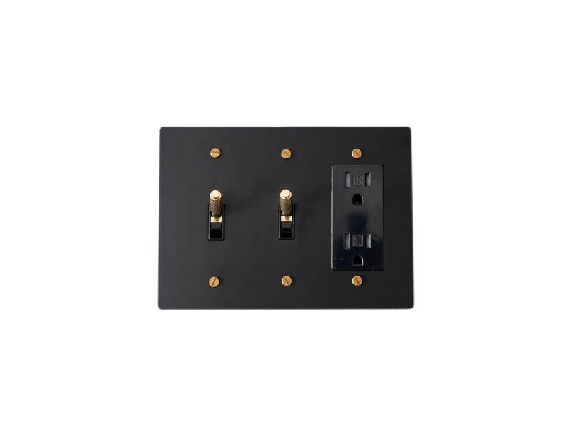 Light switch, Dimmer, Outlet Solid Brass Black Wall Plates zdjęcie 5