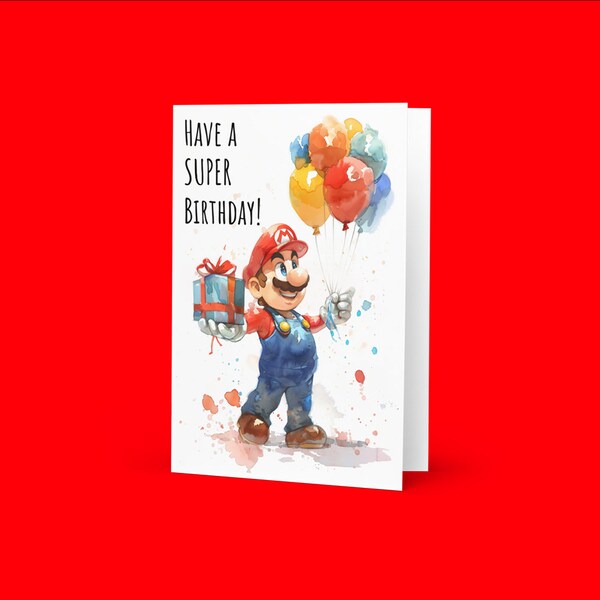 Kid Mario Birthday Card - Etsy