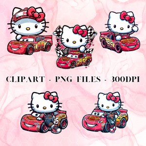 McQueen Kitty - Cars Inspired Clipart Bundle- Digital Download - PNG - 300 DPI