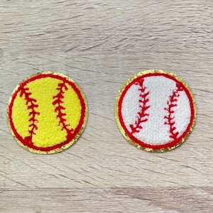Softball Baseball 2 in circle Chenille Patch, softball game day, baseball game day, Sports chenille patch, baseball, softball