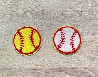 Softball Baseball 2 in circle Chenille Patch, softball game day, baseball game day, Sports chenille patch, baseball, softball