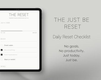 Liste de contrôle « Just Be Reset » pour le TDAH et les maladies chroniques, réinitialisation quotidienne minimaliste