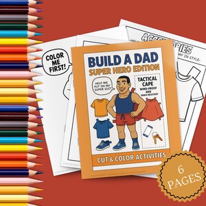 Build-a-Dad Superhero Paper Doll Printable Activity for Kids | African American | Father&#39;s Day |  6-Page PDF | Instant Download