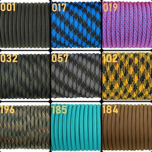 Paracord 550 4 mm 10, 20, 30m / 7 Kernstränge / 0,37 Euro por metro / Paracordknäuel / Paracord Armband / Pulseras