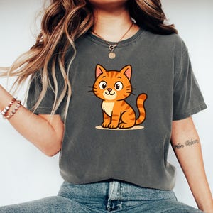 Cat Cartoon Unisex Softstyle T-Shirt, Kitty Graphic Tee, Animal Lover Gift, Funny Cat Shirt, Meow Top