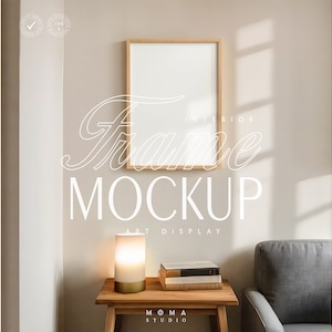 Vertical Wood Frame Mockup Psd Template Hanging Wall in Nordic  Living Room , 8x12 Frame Mockup, Frame Mockup Psd, Mockup Frame Template