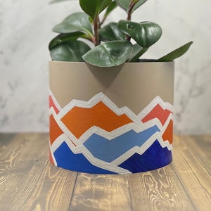 Retro Plant Pot | 6in Planter | Hand-Painted Design | Colourful Plant Pot | Groovy Home Decor