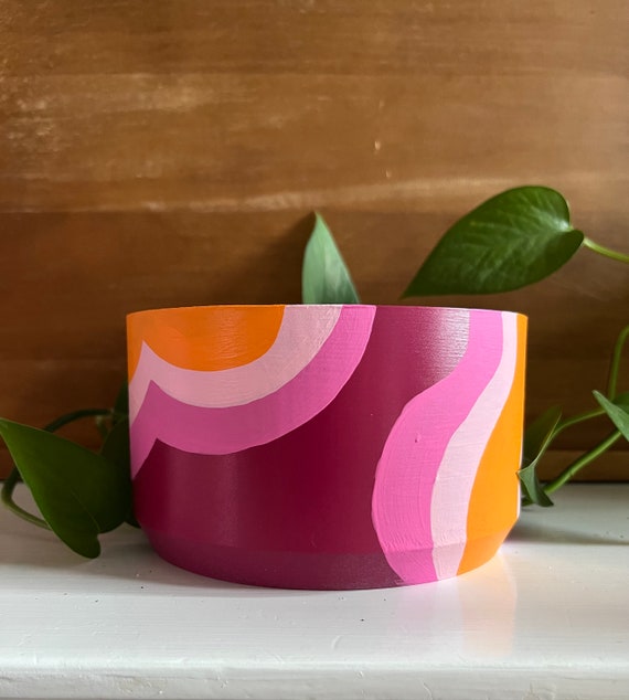 Hand-painted Retro Plant Pot: Berry Swirl 5-inch Planter - Etsy