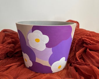 Retro Plant Pot | 5 Inch Planter | Hand-Painted Design | Colourful Plant Pot | Groovy Decor