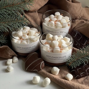 Hot Chocolate candle, Marshmallow Cocoa, Christmas gifts, Handmade Soy Candle,  Dessert candle,  Secret Santa, New year, Christmas Favors