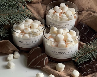 Marshmallow Hot Chocolate Candle, Handmade Soy Wax, Christmas Gift
