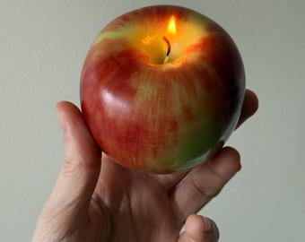 Conjunto de velas em formato de maçã realista | Cera de soja com aroma de caramelo, decoração de outono