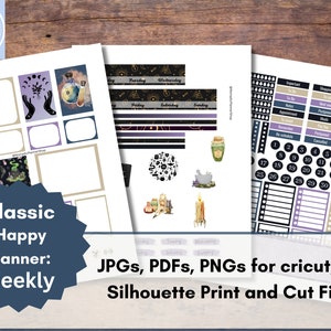 Witchy weekly Printable Classic Happy Planner kit, Erin Condren Life Planner, Happy Planner, weekly planner kit
