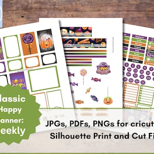 Halloween Candy weekly Printable Classic Happy Planner kit, Erin Condren Life Planner, Happy Planner, weekly planner kit