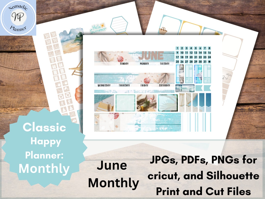 June Monthly Printable Classic Happy Planner Kit, Erin Condren Life ...