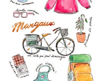 Illustration personnalisée à l'aquarelle