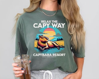 Capybara Shirt, Capybara Summer T-Shirt, Capybara Gift, Animal Lover Gift, Relax Shirt, Capybara Tshirt, Capybara Tee, Rodent Vacation Shirt