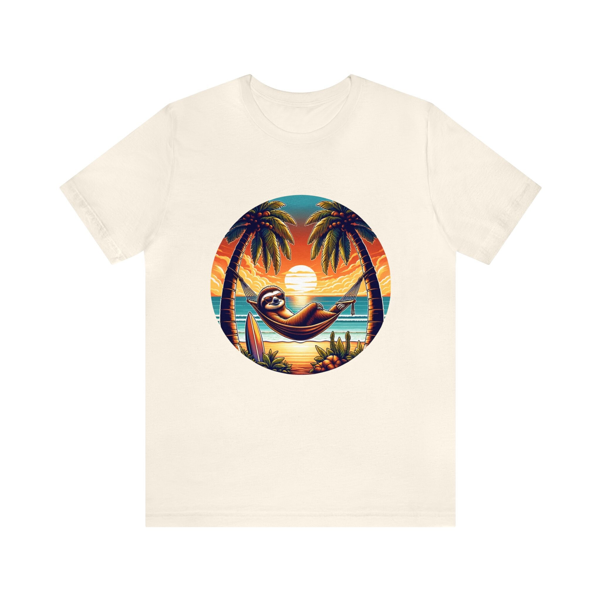 Sunset Sloth Hammock Tee/ Relaxation-inspired Tropical T-shirt/ Beach