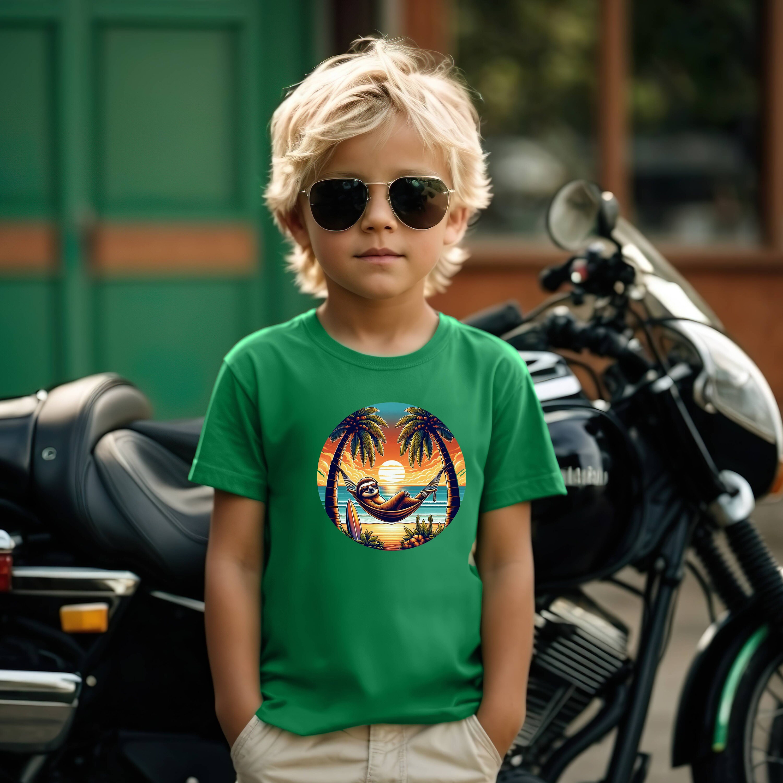 Sunset Sloth Hammock Tee/ Relaxation-inspired Tropical T-shirt/ Beach