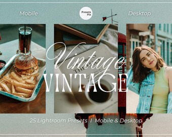 Vintage Lightroom Presets, Old Camera Retro Polaroid Photo Filters, Mobile & Desktop, Digital Download