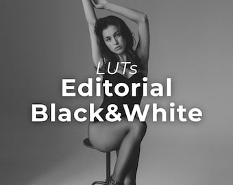Editorial LUTs Black and White Video Filters, Fashion Cinematic B&W Color Grading Editing Videos