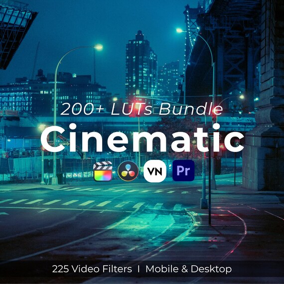 225 Cinematic Video LUTs | Film Color Grading Presets (Digital Download .cube Files)