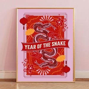 Schlange Wandkunst, Schlange Kunstdruck, Schlange Poster, Dopamin Wandkunst, Aura Wandkunst, Jahr der Schlange, chinesisches Poster