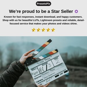 May include: A film clapperboard with the text "LUNA PARK" and other production details. The clapperboard is held in front of a blurred background. The top of the clapperboard has colorful stripes. The image also contains the text "We're proud to be a Star Seller".