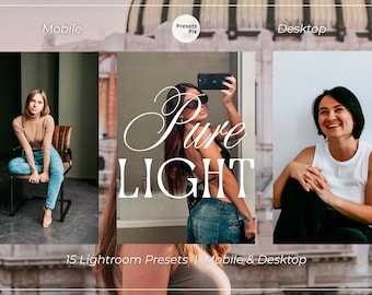 Natural Pure Light Lightroom Presets, Professional Light Photo Filters, Mobile & Desktop, Digital Download