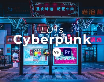 Cyberpunk Video LUTs, Cinematic Color Grading (Digital Download)