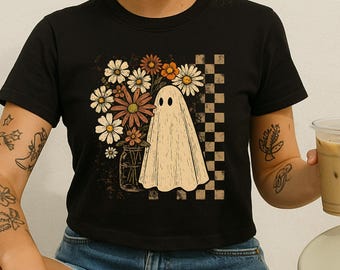 Halloween Baby Tee, Spooky Vibes, 80s Inspired Halloween Baby Tee, Retro Halloween Graphic Tee, Pumpkin Season, Baby Tee for Fall