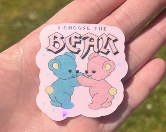 I choose The Bear, Bear Vs. Man, 4B Movement, Safer With The Bear, Team Bear, Feminist Sticker, Consent Sticker, Roe V Wade, Pro Choice