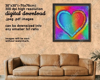 Colorful Heart Illustrations - Romantic Home Designs - Unique and Modern Art Collection for Home and Office Decor & Gifts - JPEGs JPGs PDFs