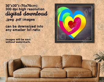 Rainbow Heart Wall Art Print – Modern Love Design (Digital Download)