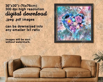 Floral Heart Art Print – Romantic Wall Decor (Digital Download)